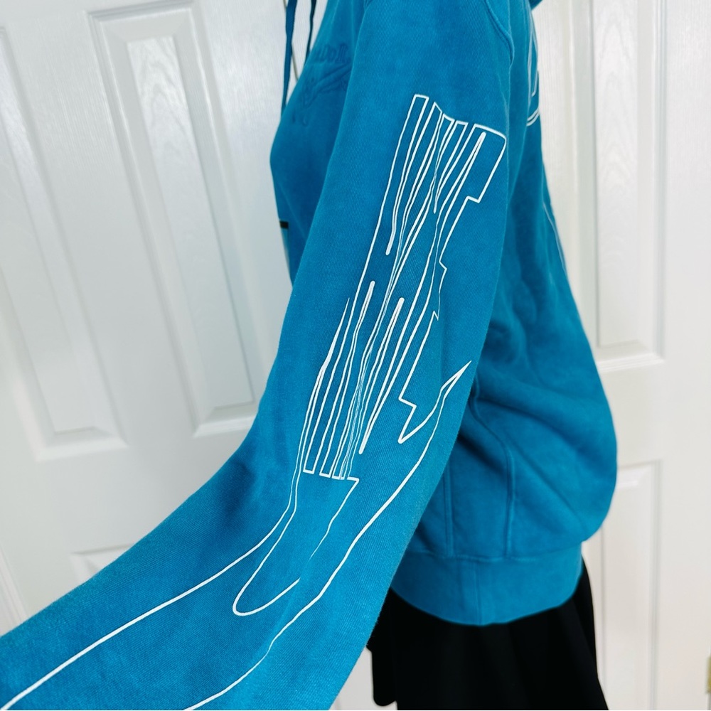 NIKE standard fit MENS SWEATSHIRT blue hooded HOODIE kangaroo pocket SMALL - Picture 3 of 13